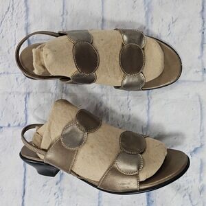Munro American Slingback Sandals Womens 8.5 Bronze Metallic Heel Circle Strap